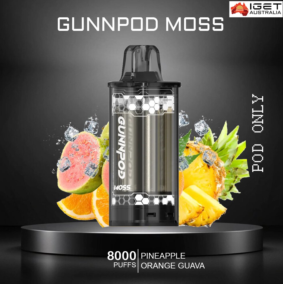 GUNNPOD-MOSS-PINEAPPLE-ORANGE-GUAVA-8000-PUFFS-POD-ONLY-1jpg - Element Vapor Australia