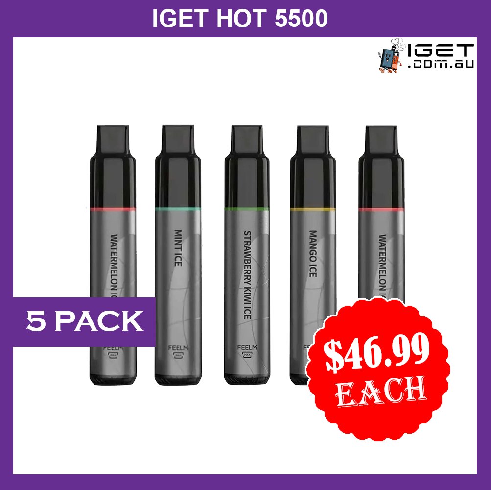 IGET-HOT-5-PACKS-5500-PUFFS-1jpg - Element Vapor Australia