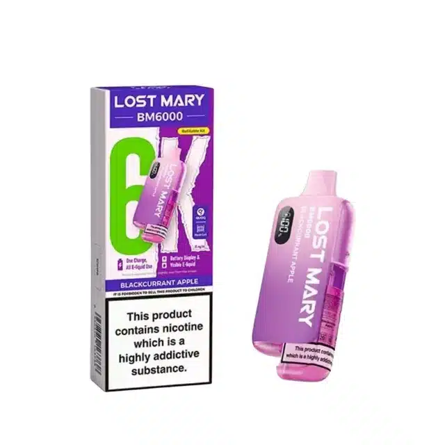 Lost-Mary-BM6000-Refillable-Prefilled-Vape-Kit-Blackcurrant-Applewebp - Element Vapor Australia