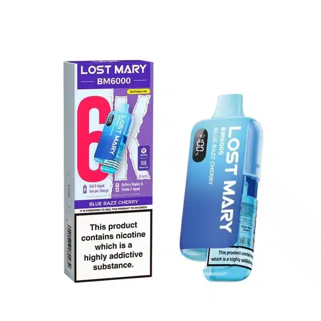 Lost-Mary-BM6000-Refillable-Prefilled-Vape-Kit-Blue-Razz-Cherrywebp - Element Vapor Australia
