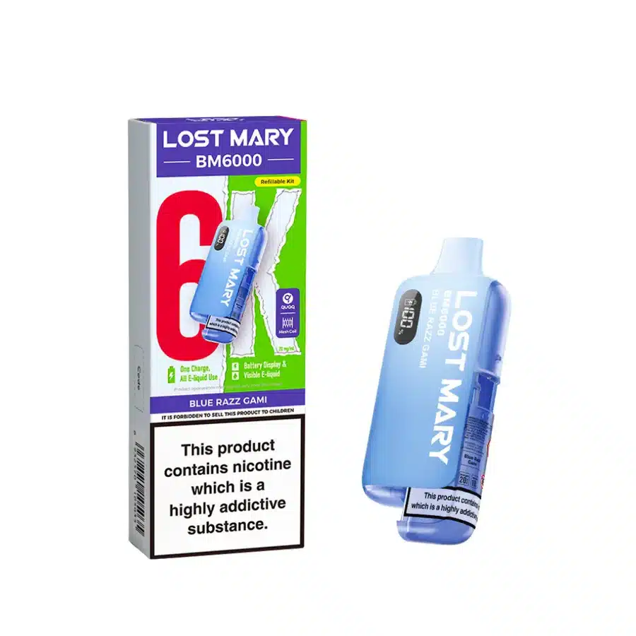 Lost-Mary-BM6000-Refillable-Prefilled-Vape-Kit-Blue-Razz-Gamiwebp - Element Vapor Australia