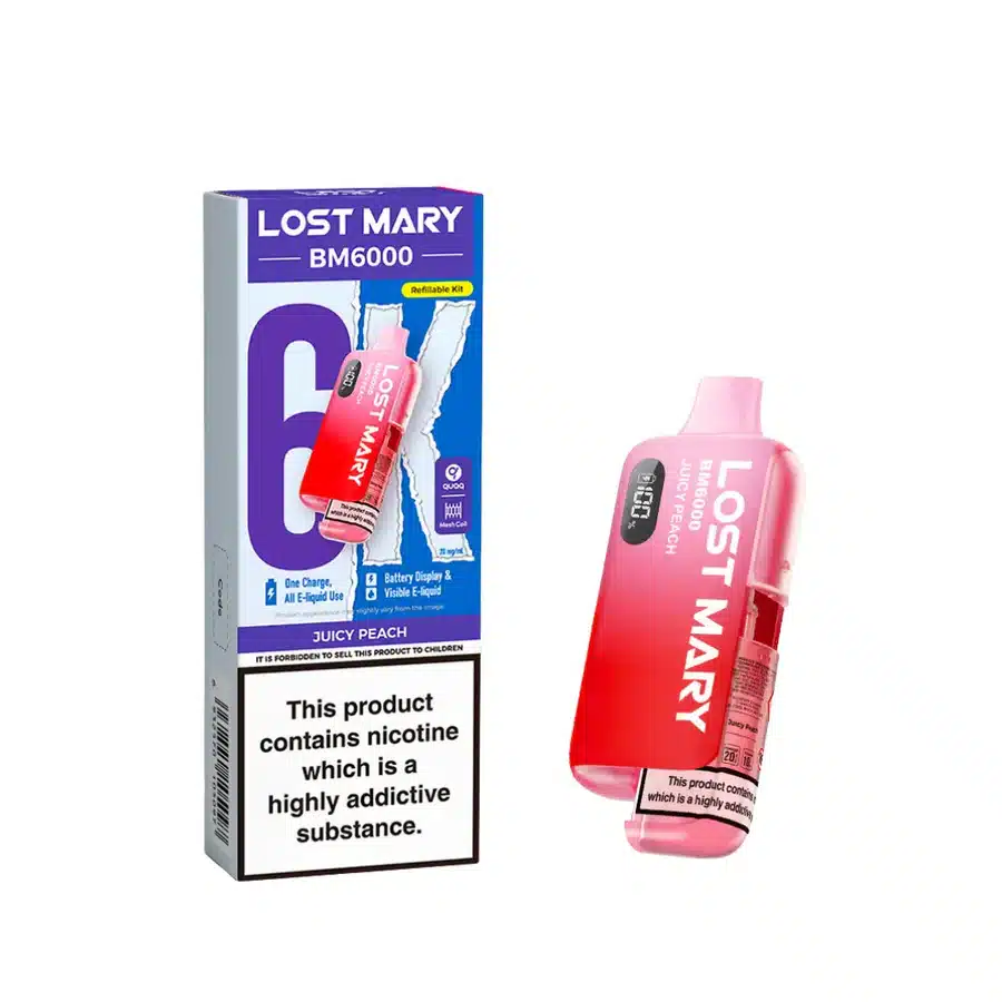 Lost-Mary-BM6000-Refillable-Prefilled-Vape-Kit-Juicy-Peachwebp - Element Vapor Australia