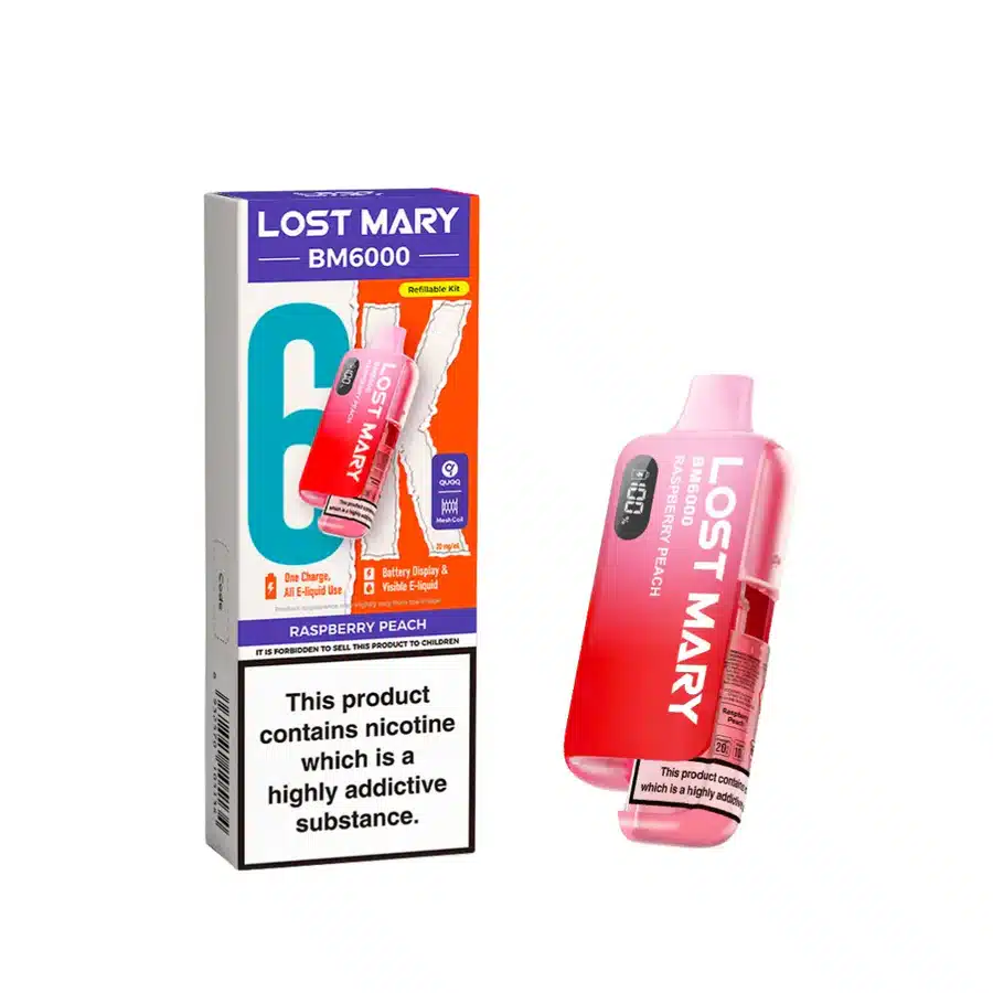 Lost-Mary-BM6000-Refillable-Prefilled-Vape-Kit-Raspberry-Peachwebp - Element Vapor Australia