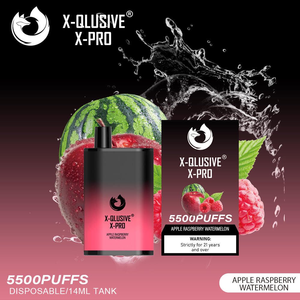 X-QLUSIVE-X-PRO-APPLE-RASPBERRY-WATERMELON--5500-PUFFSjpg - Element Vapor Australia