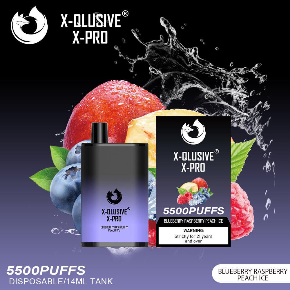 X-QLUSIVE-X-PRO-BLUEBERRY-RASPBERRY-PEACH--5500-PUFFSjpg - Element Vapor Australia